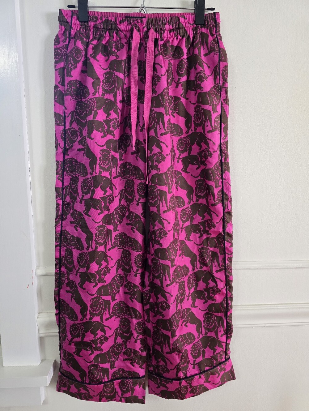 J. Crew Collection 100% Silk Relaxed Pants in Sleepy Lion Print, Size 4